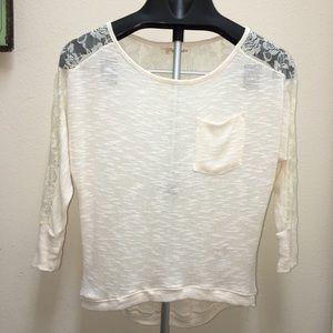 REWIND Lace Shoulders & 3/4 Length Sleeve Blouse